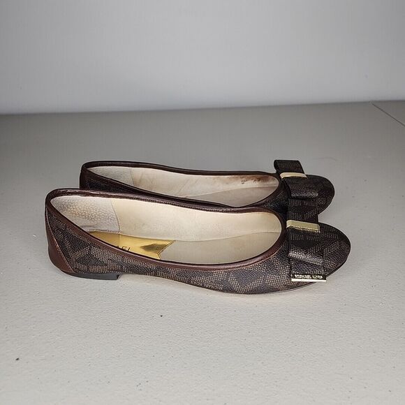 Michael KORS KIERA SIGNATURE PVC BOW MK LOGO  BALLET FLATS Loafers US 9 - Picture 3 of 8